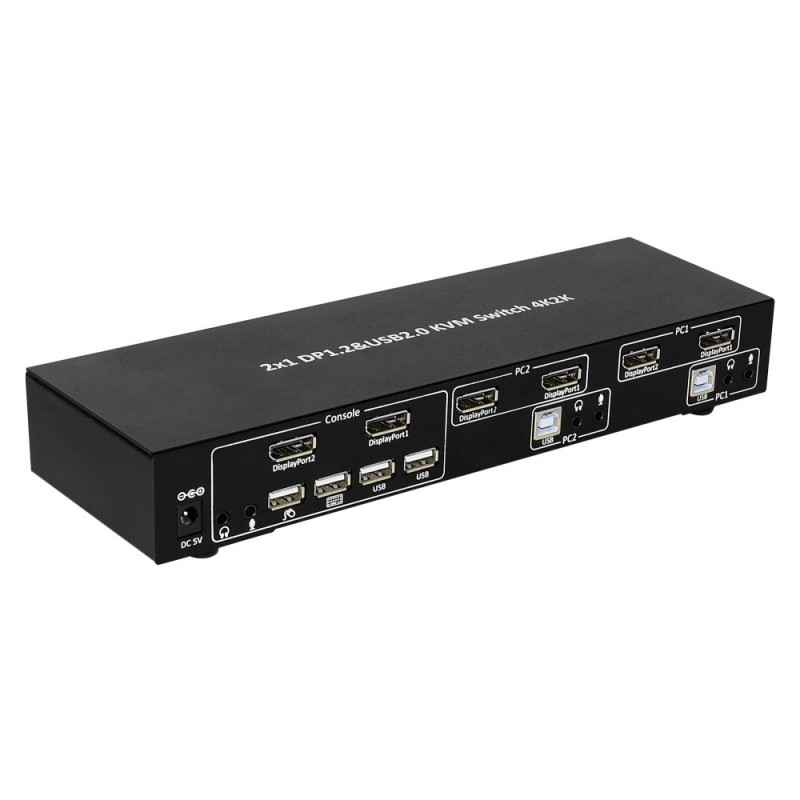 Techly IDATA DP-KVM2 KVM switch Black Techly IDATA DP-KVM2 KVM switch Black