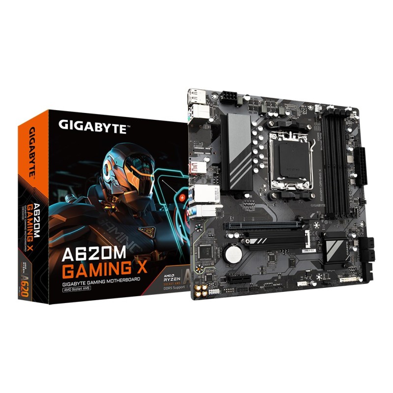GIGABYTE A620M GAMING X Motherboard - Supports AMD Ryzen 8000 CPUs, 8+2+1 Phases Digital VRM, up to 8000MHz DDR5 (OC), 1xPCIe 4.0 M.2, GbE LAN, USB 3.2 Gen 2