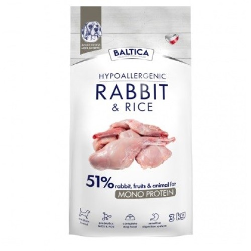 BALTICA Nutraceutic Hypoallergenic M Rabbit with rice - dry dog food - 3kg BALTICA Nutraceutic Hypoallergenic M Rabbit with rice - dry dog food - 3kg