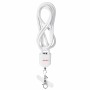 Activejet lanyard with 3-in-1 charging cable, white. Ends with various connectors: USB-C, Lightning adapter, USB-A