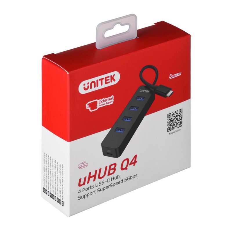 UNITEK HUB USB-C 4XUSB-A 3.1, ACTIVE, 10 WATT,H1117B