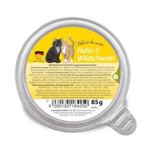 GRANATAPET Filet á la carte Chicken with wild boar - wet cat food - 85g GRANATAPET Filet á la carte Chicken with wild boar - wet cat food - 85g