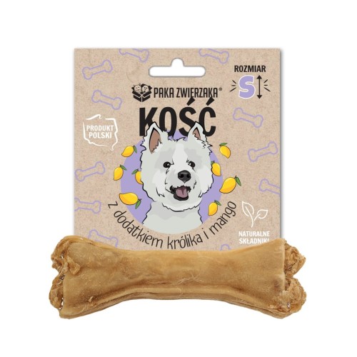 PAKA ZWIERZAKA Bone with rabbit and mango S 10 cm - dog treat - 35g PAKA ZWIERZAKA Bone with rabbit and mango S 10 cm - dog treat - 35g