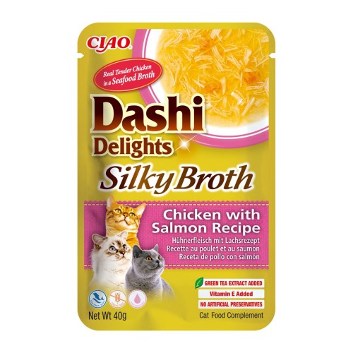 INABA CAT Dashi Delights Silky Broth Chicken with Salmon - cat treat - 40g INABA CAT Dashi Delights Silky Broth Chicken with Salmon - cat treat - 40g