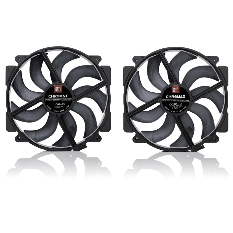 NF-A14x25r G2 PWM Sx2-PP chromax.black - dual fan set, black