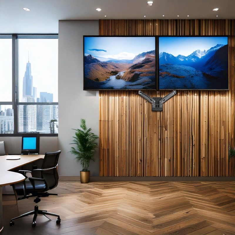 Maclean wall mount for two monitors, 17-32'', 9kg max, mechanical spring, MC-988