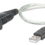 Manhattan USB-A to Serial Converter cable, 45cm, Male to Male, Serial/RS232/COM/DB9, Prolific PL-2303RA Chip, Equivalent to ICUSB232V2, Black/Silver cable, Three Year Warranty, Blister