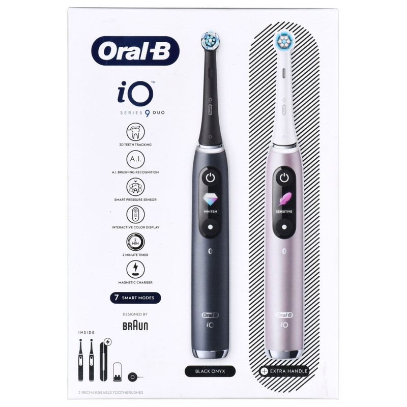 BRAUN ORAL-B ELECTRIC TOOTHBRUSH IO 9N SET DUO BLACK ONYX & ROSE QUARTZ BRAUN ORAL-B ELECTRIC TOOTHBRUSH IO 9N SET DUO BLACK ONYX & ROSE QUARTZ
