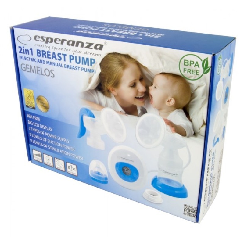 Esperanza ECM003B Electric / Manual 2-in-1 breast pump Blue 150 ml Esperanza ECM003B Electric / Manual 2-in-1 breast pump Blue 150 ml