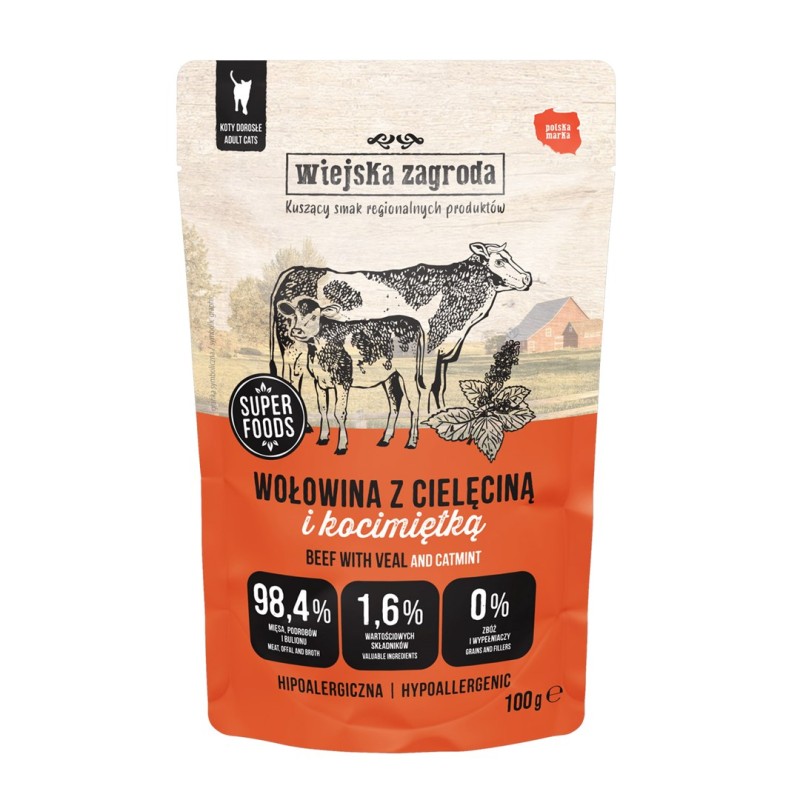 WIEJSKA ZAGRODA Beef with veal and catnip – wet food for cats – 100g WIEJSKA ZAGRODA Beef with veal and catnip – wet food for cats – 100g