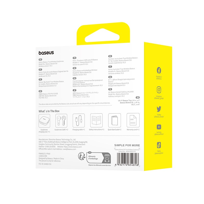 Baseus Bowie E16 Headset True Wireless Earphones In-ear Calls/Music USB Type-C Bluetooth Blue Baseus Bowie E16 Headset True Wireless Earphones In-ear Calls/Music USB Type-C Bluetooth Blue