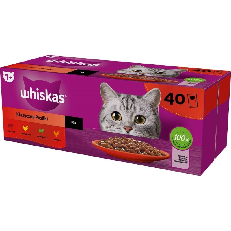 WHISKAS Saszetki drób,jagnię,woł dla kota 40x85g WHISKAS Saszetki drób,jagnię,woł dla kota 40x85g