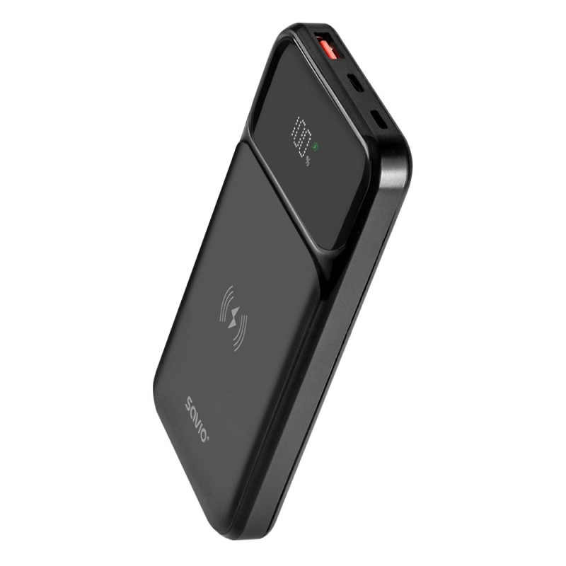 Savio BA-09 power bank Lithium Polymer (LiPo) 37 mAh Wireless charging Black Savio BA-09 power bank Lithium Polymer (LiPo) 37 mAh Wireless charging Black