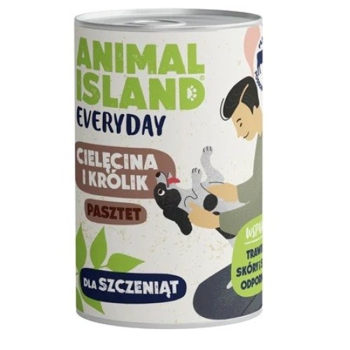 ANIMAL ISLAND Everyday cielęcina i królik dla szczeniąt puszka 400g ANIMAL ISLAND Everyday cielęcina i królik dla szczeniąt puszka 400g