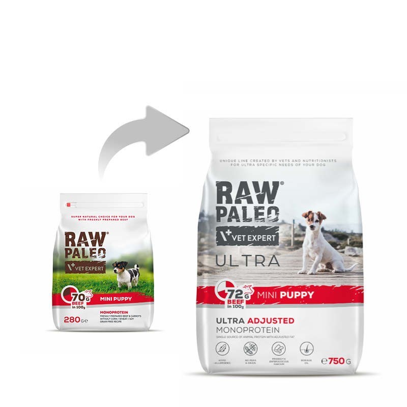 RAW PALEO Ultra Mini Puppy Beef - dry food for puppies of small breeds - 750 g RAW PALEO Ultra Mini Puppy Beef - dry food for puppies of small breeds - 750 g
