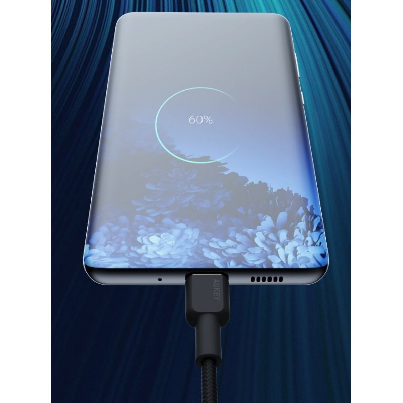 AUKEY CB-NCC2 USB-C Type-C Power Delivery PD 60W 3A 1.8m Nylon Black AUKEY CB-NCC2 USB-C Type-C Power Delivery PD 60W 3A 1.8m Nylon Black