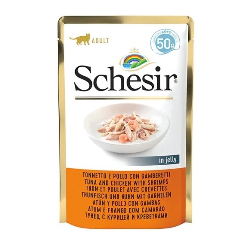 SCHESIR in jelly Tuna and chicken with shrimps - wet cat food - 50 g SCHESIR in jelly Tuna and chicken with shrimps - wet cat food - 50 g
