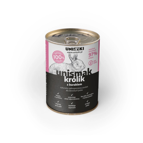 UNISZKI UNIsmak Rabbit with beetroot - wet dog food - 400g UNISZKI UNIsmak Rabbit with beetroot - wet dog food - 400g