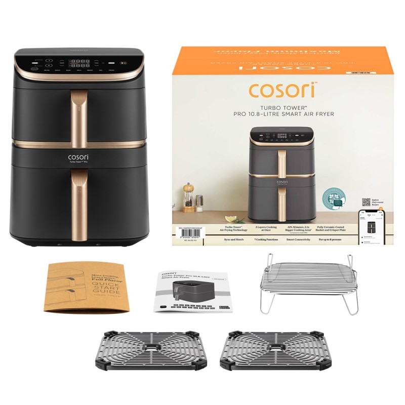 Cosori Turbo Tower Pro Smart Single 10.8 L Stand-alone 2630 W Hot air fryer Black, Gold