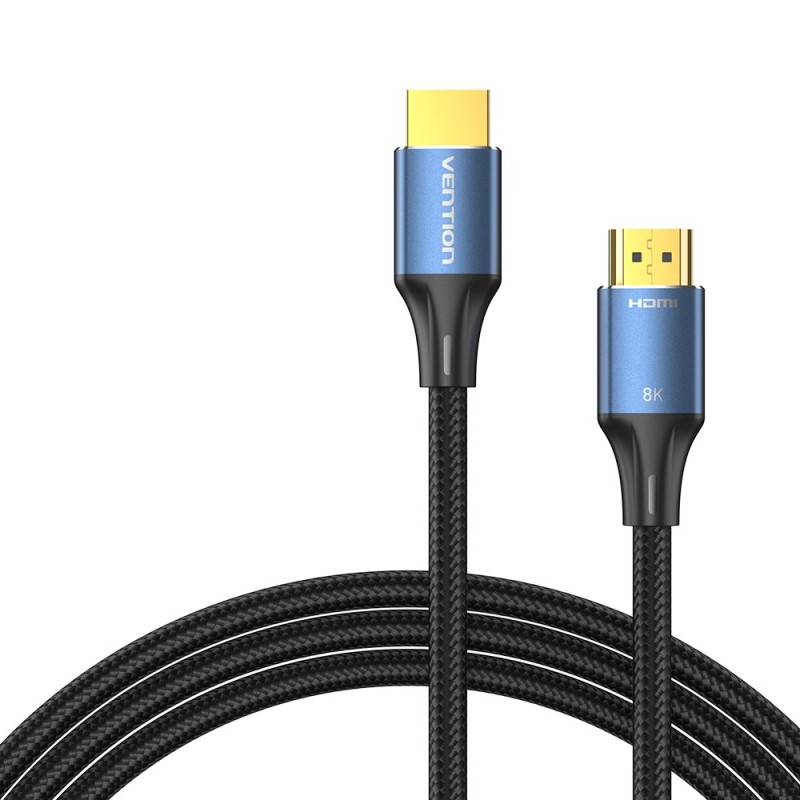Vention Cotton Braided HDMI-A Male to Male HD Cable 8K 5M Blue Aluminum Alloy Type