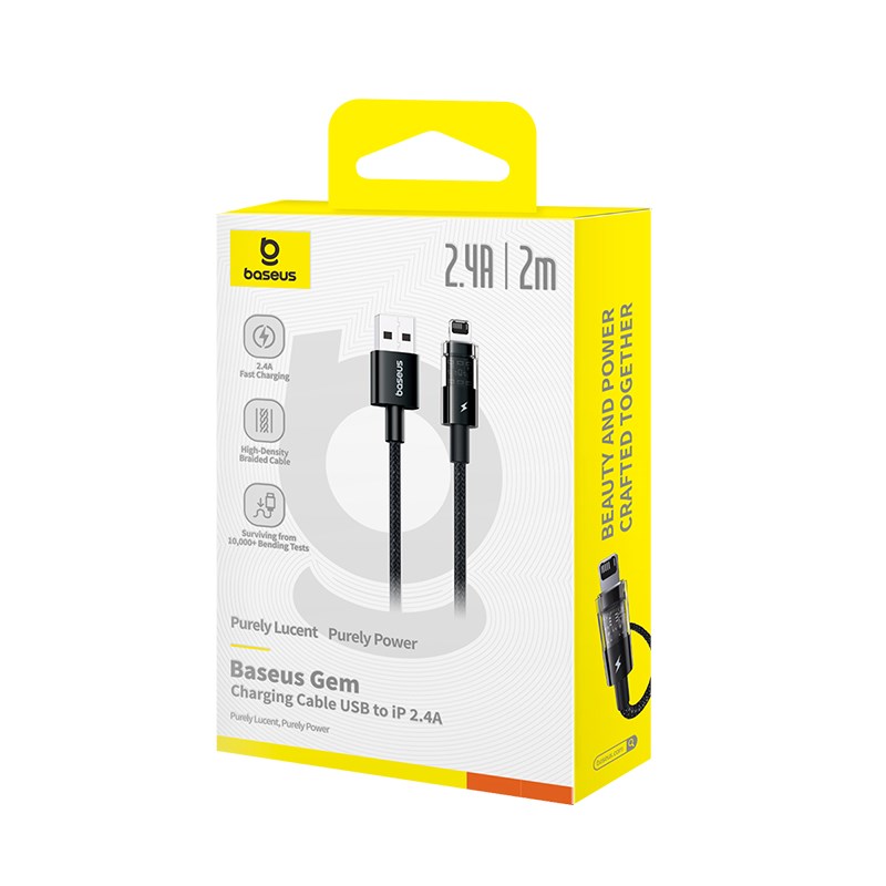 Baseus Gem USB to IP 2.4A fast charging cable 2 m Black Baseus Gem USB to IP 2.4A fast charging cable 2 m Black