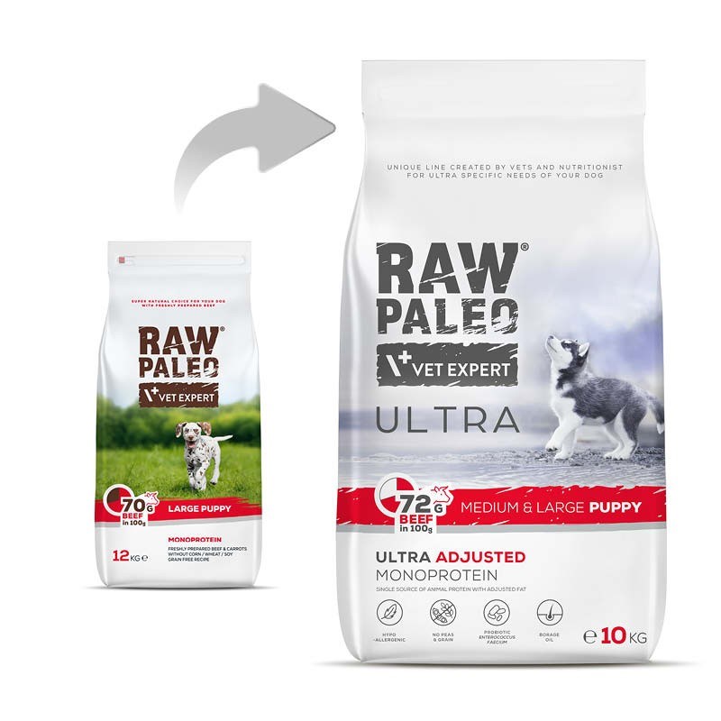RAW PALEO Ultra Medium&Large Puppy Beef - dry food for puppies - 10 kg RAW PALEO Ultra Medium&Large Puppy Beef - dry food for puppies - 10 kg