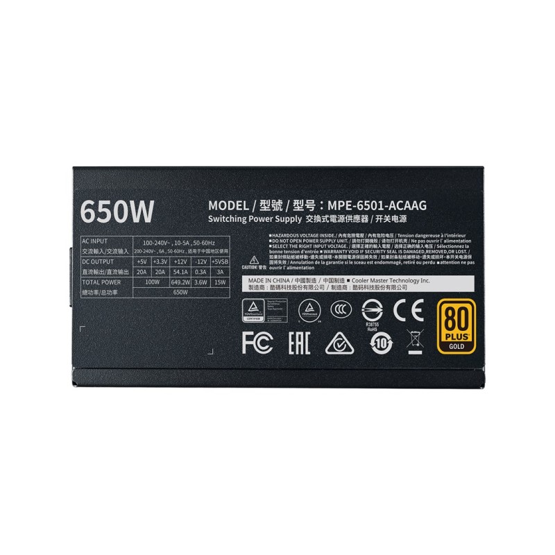 Cooler Master MWE Gold 650 - V2 Full Modular power supply unit 650 W 24-pin ATX ATX Black Cooler Master MWE Gold 650 - V2 Full Modular power supply unit 650 W 24-pin ATX ATX Black