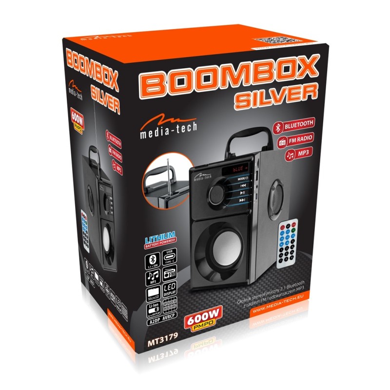 MEDIA-TECH WIRELESS BOOMBOX SPEAKER MT3179 MEDIA-TECH WIRELESS BOOMBOX SPEAKER MT3179