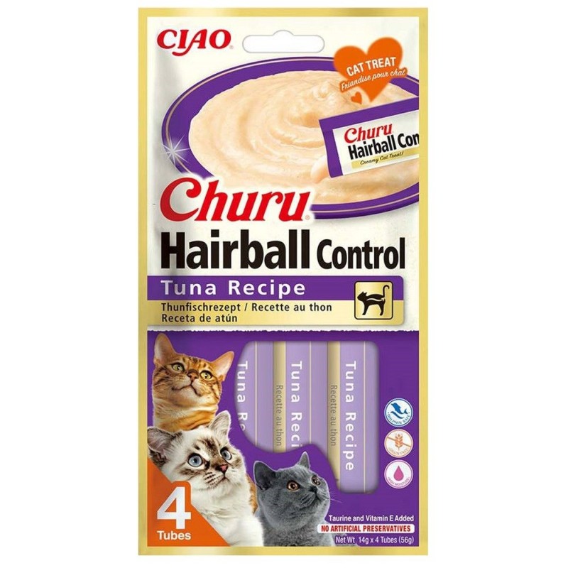 INABA Churu Hairball Control Tuna Recipe - cat treats - 4x14g INABA Churu Hairball Control Tuna Recipe - cat treats - 4x14g
