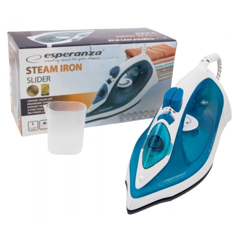 Esperanza EHI002 iron Steam iron Ceramic soleplate Blue,White 2200 W Esperanza EHI002 iron Steam iron Ceramic soleplate Blue,White 2200 W
