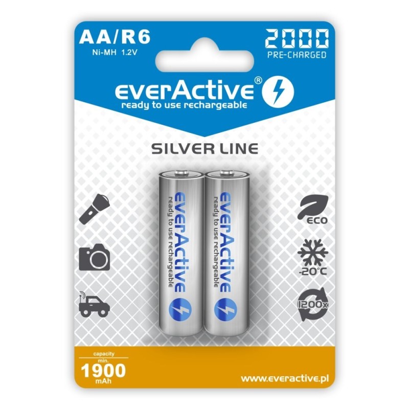 Rechargeable batteries everActive Ni-MH R6 AA 2000 mAh Silver Line - 2 pieces