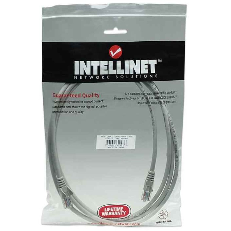 Intellinet Network Patch Cable, Cat5e, 2m, Grey, CCA, U/UTP, PVC, RJ45, Gold Plated Contacts, Snagless, Booted, Lifetime Warranty, Polybag Intellinet Network Patch Cable, Cat5e, 2m, Grey, CCA, U/UTP, PVC, RJ45, Gold Plated Contacts, Snagless, Booted, Lifetime Warranty, Polybag