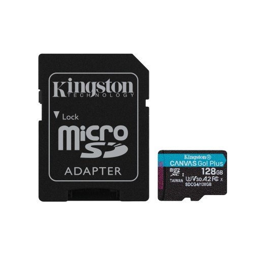 Kingston Technology 128GB microSDXC Canvas Go Plus Gen4 200MB/s A2 U3 V30 Card + Adapter Kingston Technology 128GB microSDXC Canvas Go Plus Gen4 200MB/s A2 U3 V30 Card + Adapter