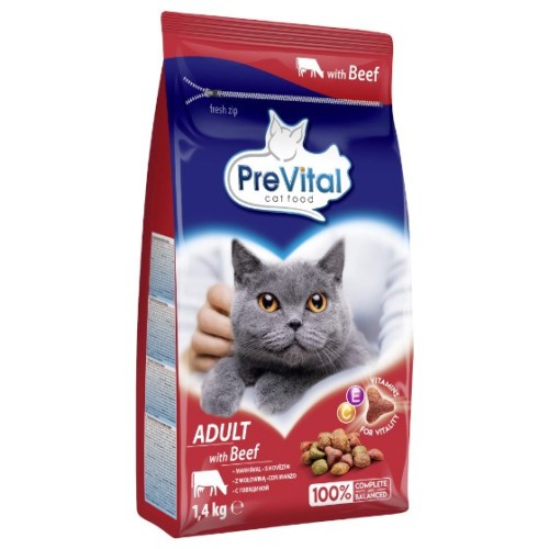 PREVITAL Cat Food Adult with Beef - Dry Cat Food - 1.4 kg PREVITAL Cat Food Adult with Beef - Dry Cat Food - 1.4 kg
