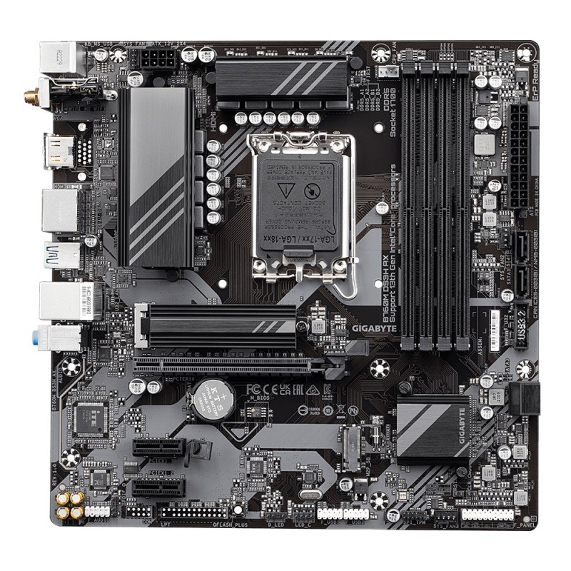 GIGABYTE B760M DS3H AX Motherboard - Supports Intel Core 14th Gen CPUs, 6+2+1 Phases Digital VRM, up to 7600MHz DDR5 (OC), 2xPCIe 4.0 M.2, Wi-Fi 6E, 2.5GbE LAN, USB 3.2 Gen 2 GIGABYTE B760M DS3H AX Motherboard - Supports Intel Core 14th Gen CPUs, 6+2+1 Phases Digital VRM, up to 7600MHz DDR5 (OC), 2xPCIe 4.0 M.2, Wi-Fi 6E, 2.5GbE LAN, USB 3.2 Gen 2