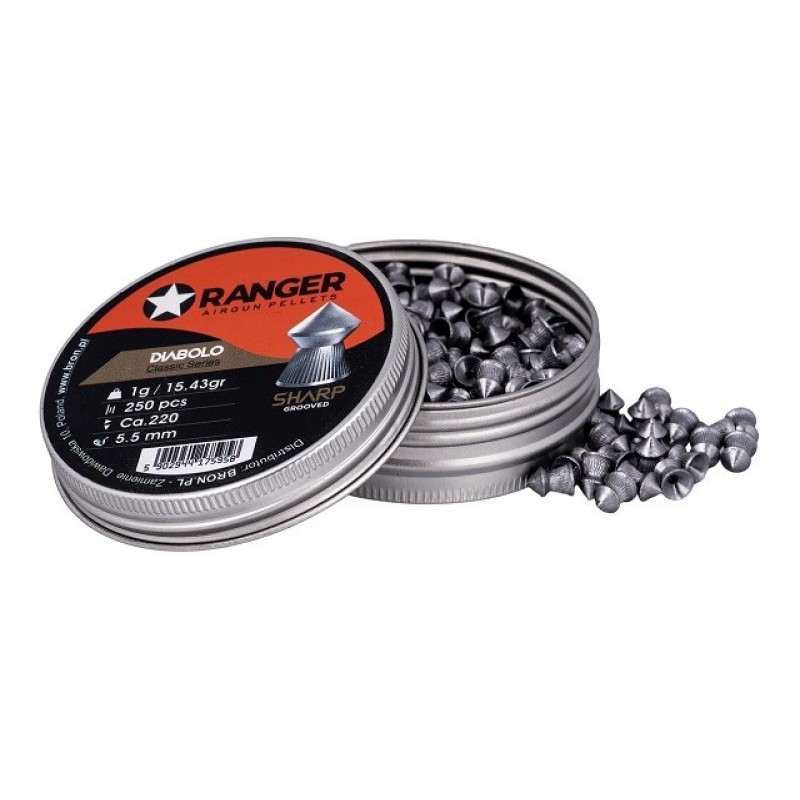 5,5 mm RANGER Diabolo Sharp 250 pcs. 5,5 mm RANGER Diabolo Sharp 250 pcs.
