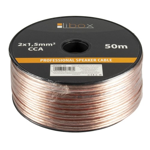 Libox Kabel głośnikowy 2x1,50mm LB0008-50 audio cable 50 m Transparent Libox Kabel głośnikowy 2x1,50mm LB0008-50 audio cable 50 m Transparent