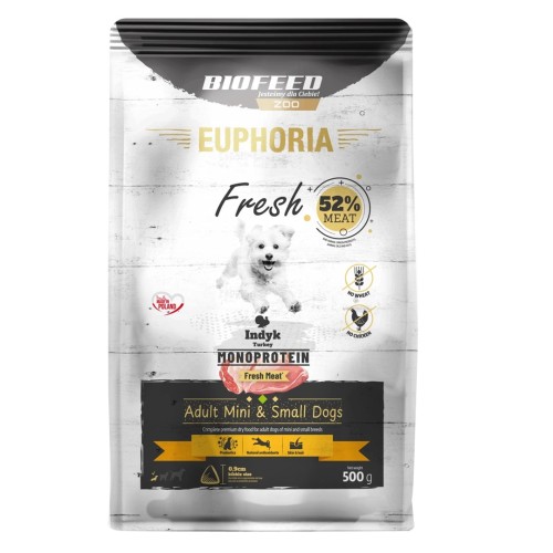 EUPHORIA Fresh Adult Monoprotein Turkey XS/S - dry dog food - 500g EUPHORIA Fresh Adult Monoprotein Turkey XS/S - dry dog food - 500g