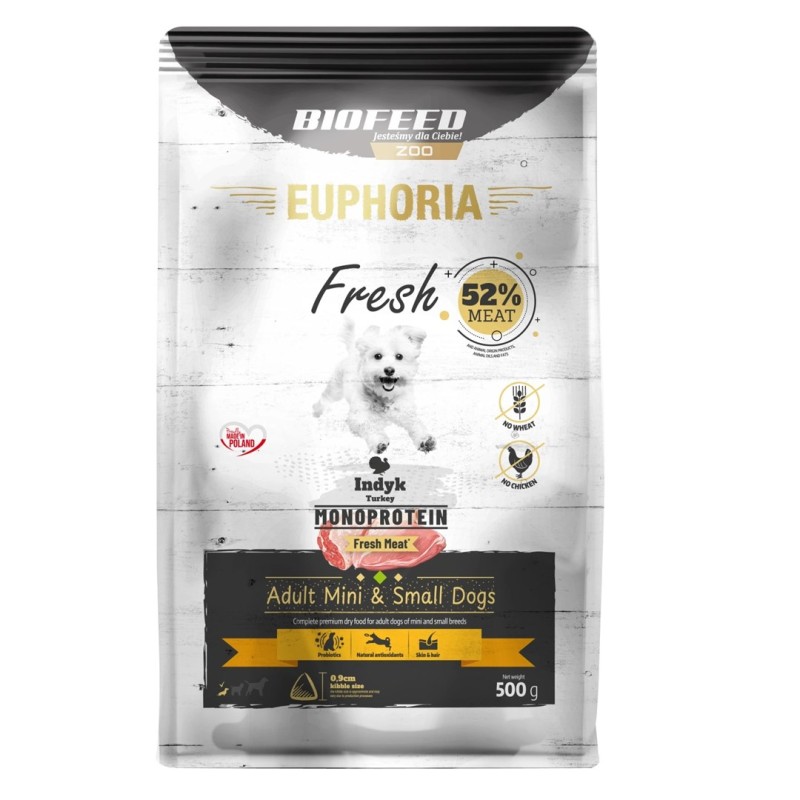 EUPHORIA Fresh Adult Monoprotein Turkey XS/S - dry dog food - 500g