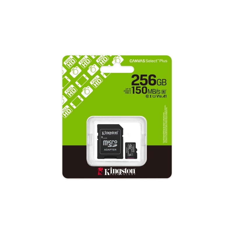 Kingston Technology 256GB microSDXC Canvas Select Plus Gen3 150MB/s A1 Card + Adapter