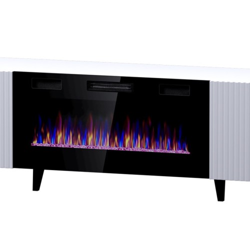 RTV cabinet PAFOS EF with electric fireplace 180x42x49 cm white matt
