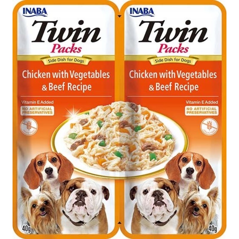INABA Dog Twin Chicken with Vegetables and Beef in Broth – dog treat – 2x40g INABA Dog Twin Chicken with Vegetables and Beef in Broth – dog treat – 2x40g