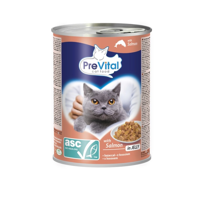 PREVITAL Cat Food with ASC salmon in jelly - wet food for cats - 415g PREVITAL Cat Food with ASC salmon in jelly - wet food for cats - 415g