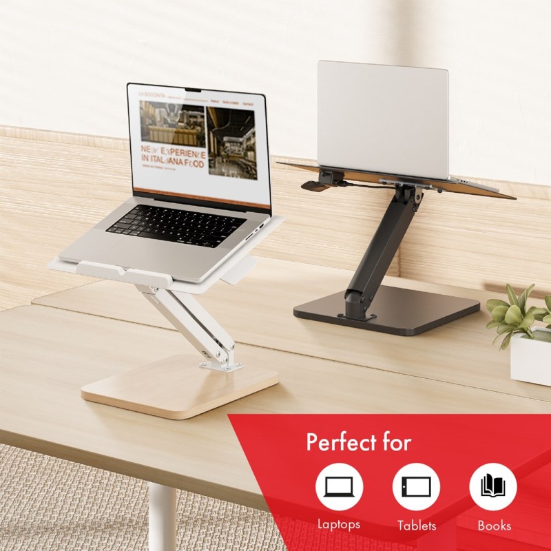 Maclean desk stand for monitor or laptop, gas spring, for standing and sitting work, black, MC-493 Maclean desk stand for monitor or laptop, gas spring, for standing and sitting work, black, MC-493