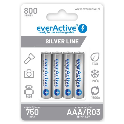 Rechargeable batteries everActive Ni-MH R03 AAA 800 mAh Silver Line Rechargeable batteries everActive Ni-MH R03 AAA 800 mAh Silver Line
