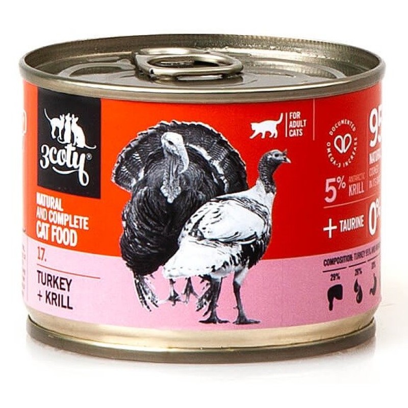 3COTY 17. Turkey and krill - wet cat food - 180g 3COTY 17. Turkey and krill - wet cat food - 180g