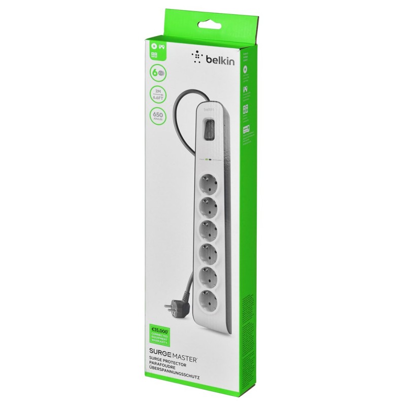 Maclean power strip, 10 outlet extension cord, 2 switches, protection and overload indication, 3680W, MCE10 Maclean power strip, 10 outlet extension cord, 2 switches, protection and overload indication, 3680W, MCE10