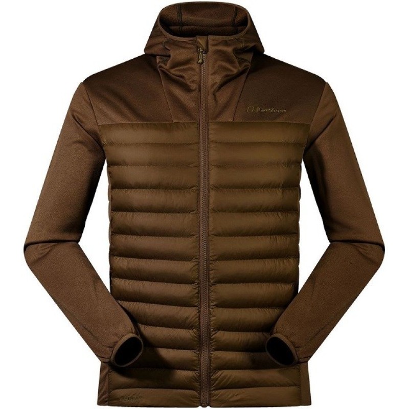 Berghaus Vaskye Hooded Hybrid Jacket for men, size  L, brown + Deuter Pulse Pro 5 graphite waist bag