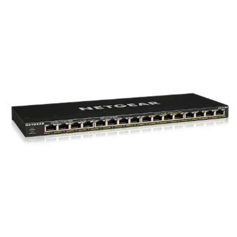 NETGEAR GS316P Unmanaged Gigabit Ethernet (10/100/1000) Power over Ethernet (PoE) Black NETGEAR GS316P Unmanaged Gigabit Ethernet (10/100/1000) Power over Ethernet (PoE) Black