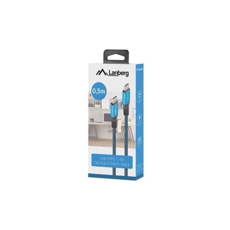 Lanberg CA-CMCM-45CU-0005-BK USB cable USB4 Gen 2x2 0.5 m USB C Black, Blue Lanberg CA-CMCM-45CU-0005-BK USB cable USB4 Gen 2x2 0.5 m USB C Black, Blue